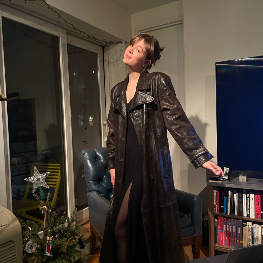 Vintage Rem Garson Women's Chocolate Brown Leather Trench Coat